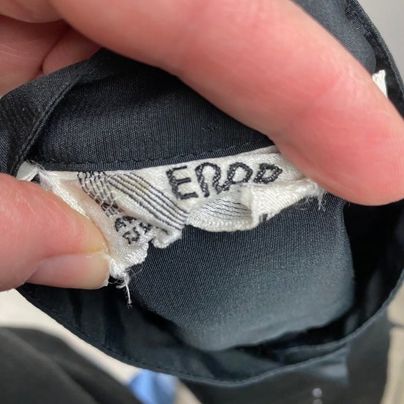 Vintage 80s Kenar Medium Black Button Down Blouse 100% Polyester - Picture 4 of 5